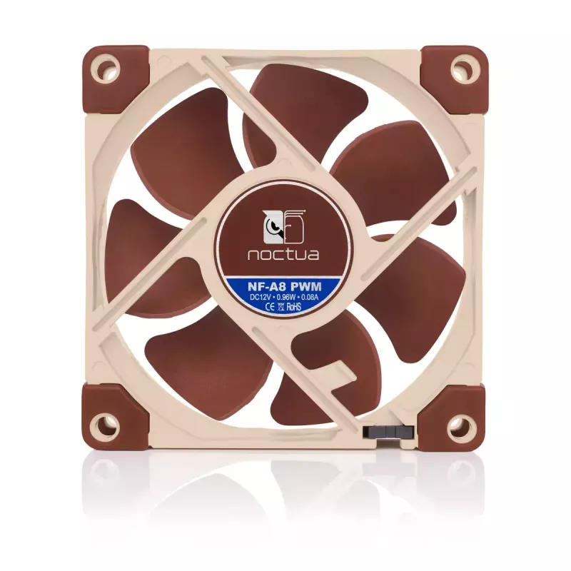 Kompiuterio ventiliatorius Noctua NF-A8 PWM — 80 mm, 12 V, 450–2200 RPM, 55,5 m³/h, 17,7 dB, MTBF 150000 h