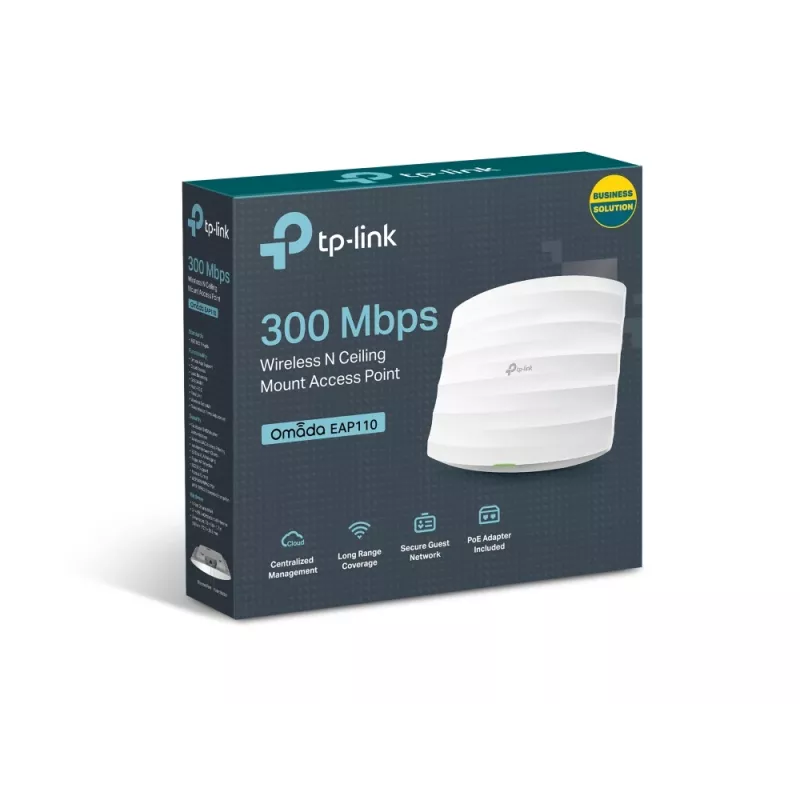 TP-Link Omada EAP110 belaidis prieigos taškas, 300Mbps, 2,4 GHz, luboms/sienai