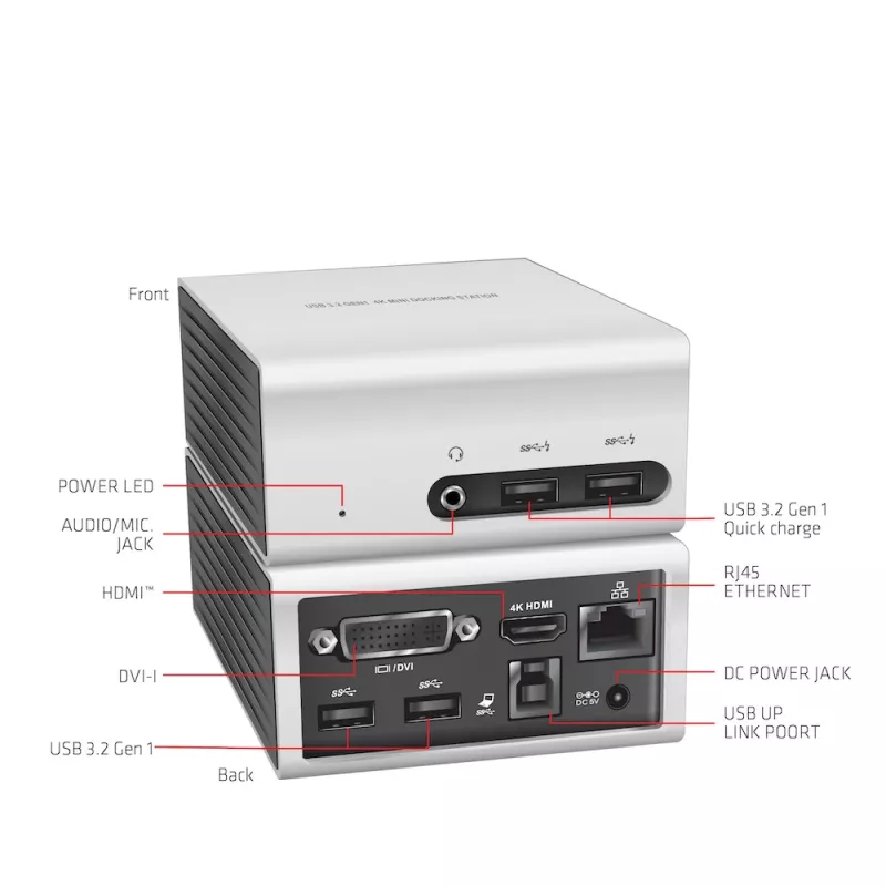 CLUB3D USB 3.2 Gen 1 Mini dokavimo stotelė, 4K UHD 30Hz, itin plonas dizainas