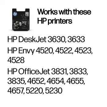 HP 302XL didelės talpos juodas originalus kasečių rašalas, juoda, 1 vnt., 430 puslapių