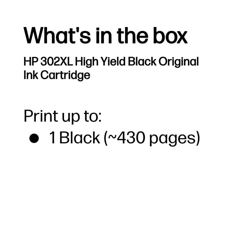 HP 302XL didelės talpos juodas originalus kasečių rašalas, juoda, 1 vnt., 430 puslapių