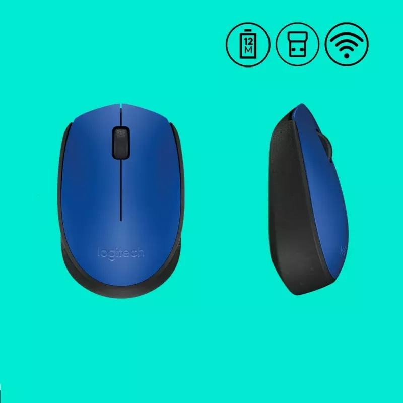 Logitech M171 belaidė optinė pelė, RF, 1000 DPI, mėlyna