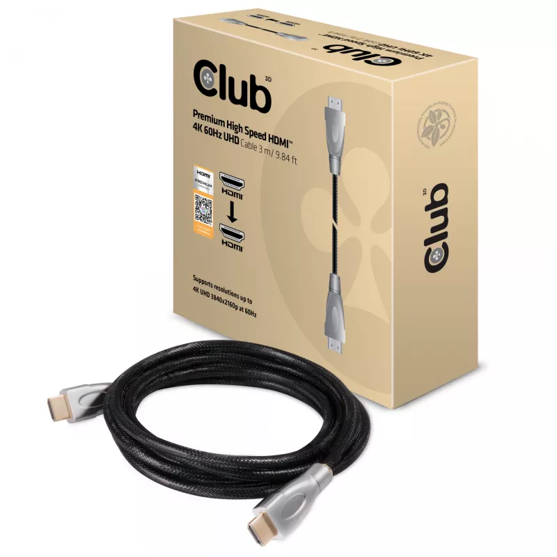 CLUB3D HDMI 2.0 laidas 3 m UHD 4K/60Hz 18Gbps sertifikuotas Premium High Speed