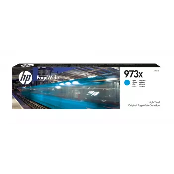 HP 973X didelės talpos cian originali PageWide kasetė, cian, 1 vnt., 7000 puslapių