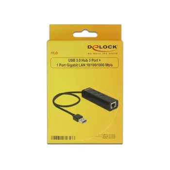 DeLOCK 62653 Juoda Docking Stotelė su USB 3.0 HUB ir Gigabit LAN