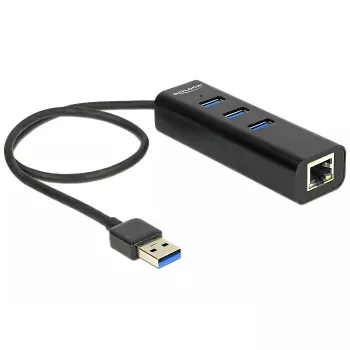 DeLOCK 62653 Juoda Docking Stotelė su USB 3.0 HUB ir Gigabit LAN