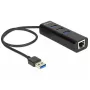 DeLOCK 62653 Juoda Docking Stotelė su USB 3.0 HUB ir Gigabit LAN