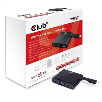 CLUB3D CSV-1532 USB-C mini dokas su VGA, USB 3.0 ir įkrovimu