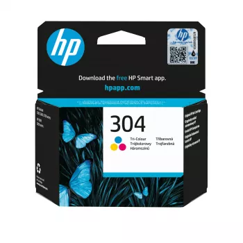 HP 304 Tri-color Original rašalo kasetė, žydra, rausvai violetinė, geltona, 1 vnt., 100 puslapių