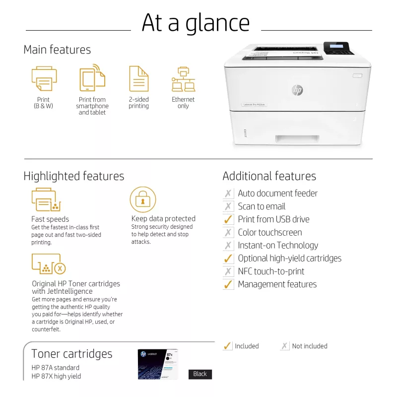 HP LaserJet Pro M501dn lazerinis spausdintuvas, 600 x 600 DPI, A4, 43 ppm, dvipusis spausdinimas, tinklo paruoštas