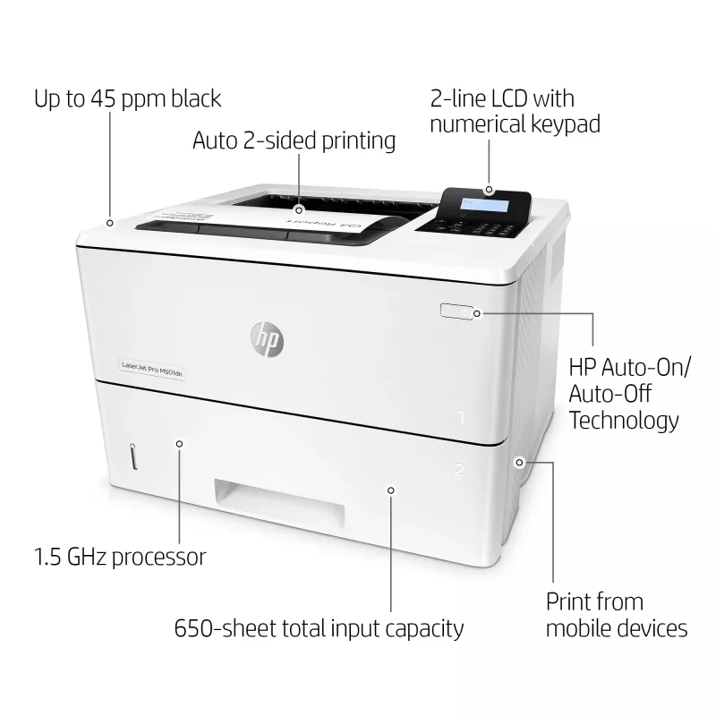 HP LaserJet Pro M501dn lazerinis spausdintuvas, 600 x 600 DPI, A4, 43 ppm, dvipusis spausdinimas, tinklo paruoštas