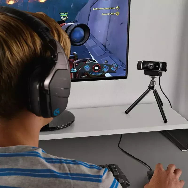 Logitech C922 internetinė kamera, 1920 × 1080 pikselių, USB, juoda