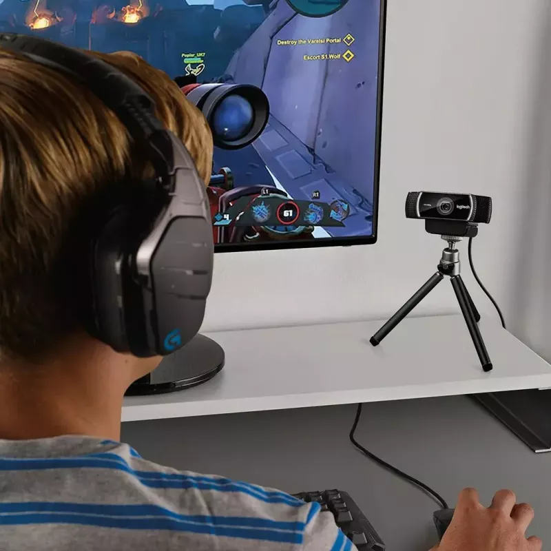 Logitech C922 internetinė kamera, 1920 × 1080 pikselių, USB, juoda