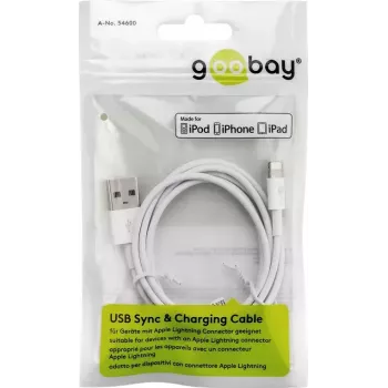 Įkrovimo ir sinchronizavimo laidas GOOBAY Lightning į USB A 1 m, 5W / 1A, baltas