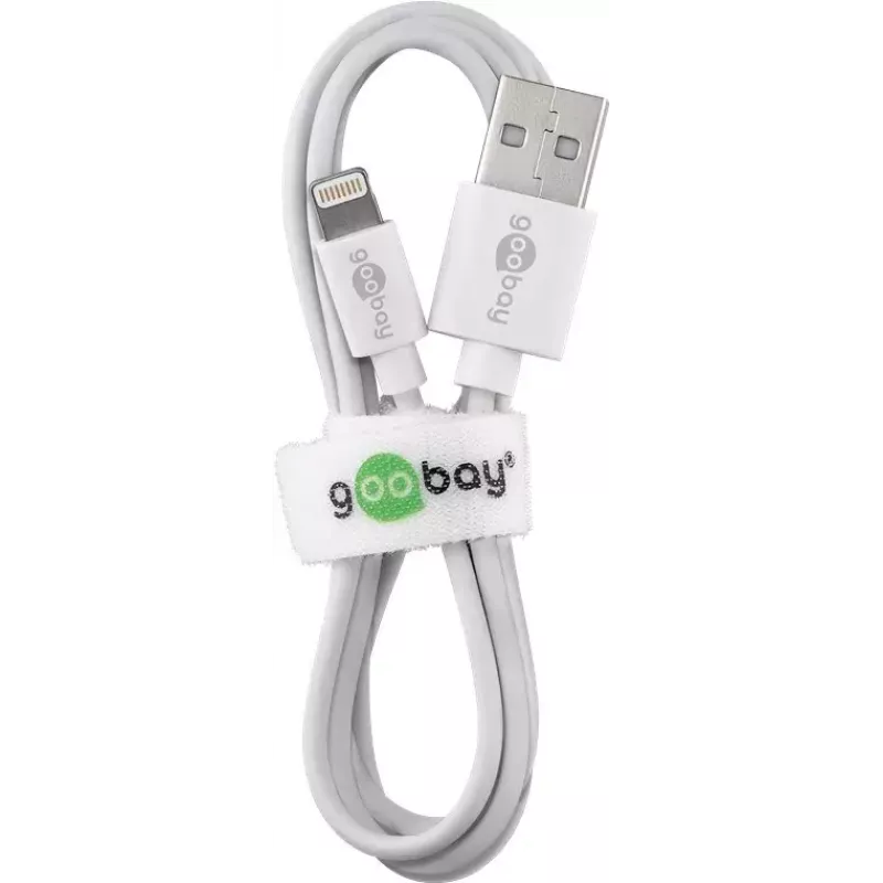 Įkrovimo ir sinchronizavimo laidas GOOBAY Lightning į USB A 1 m, 5W / 1A, baltas