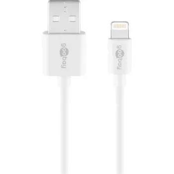 Įkrovimo ir sinchronizavimo laidas GOOBAY Lightning į USB A 1 m, 5W / 1A, baltas