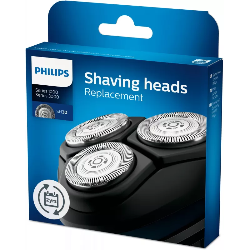 Pakeitimo galvutės skutimosi aparatui Philips Series 3000 SH30/50 – 3 nerūdijančio plieno galvutės