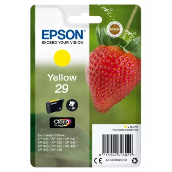 Epson Strawberry Singlepack Geltona 29 Claria Home Rašalas, Standartinė talpa, Geltona, Pigmentinis rašalas, 3,2 ml, 1 vnt., 180 puslapių