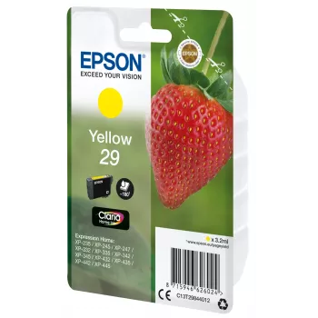 Epson Strawberry Singlepack Geltona 29 Claria Home Rašalas, Standartinė talpa, Geltona, Pigmentinis rašalas, 3,2 ml, 1 vnt., 180 puslapių