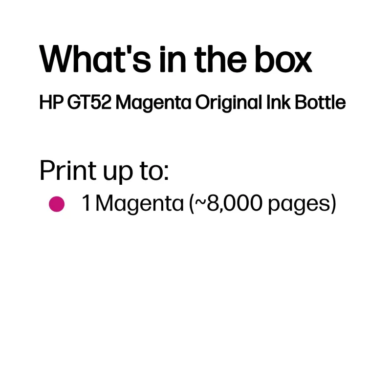 HP GT52 rašalo buteliukas, purpurinis, originalus