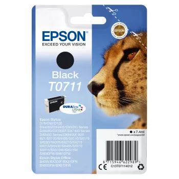 Originalus Epson Cheetah Singlepack juodas rašalas T0711 DURABrite Ultra