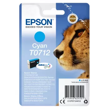 Epson T0712 DURABrite Ultra rašalinė kasetė, Cyan, 5,5 ml, 1 vnt.