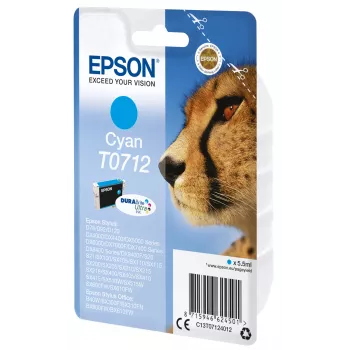 Epson T0712 DURABrite Ultra rašalinė kasetė, Cyan, 5,5 ml, 1 vnt.