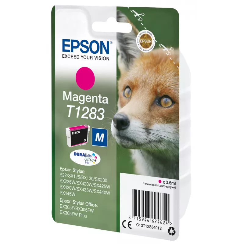 Epson Fox T1283 DURABrite Ultra rašalas, purpurinis, pigmentinis, 3,5 ml, 1 vnt., 160 puslapių