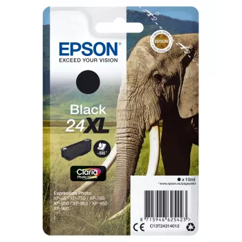 Epson Elephant Singlepack Black 24XL Claria Photo HD rašalo kasetė