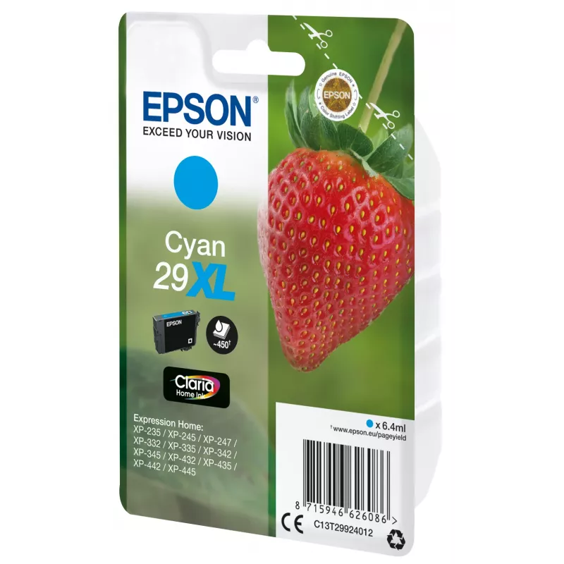Epson 29XL Claria Home rašalinė kasetė, žydra, didelės talpos (XL), 6,4 ml, 1 vnt., 450 puslapių