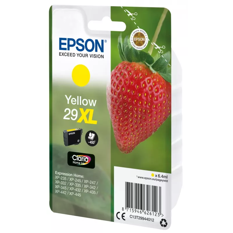 Epson 29XL Claria Home Ink geltona kasetė didelės talpos (XL) – 6,4 ml, 450 puslapių