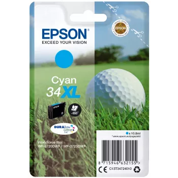 Kasetė EPSON rašalo kasetė vienkartinė „Golf“ Cyan 34XL DURABrite Ultra Ink 10,8 ml