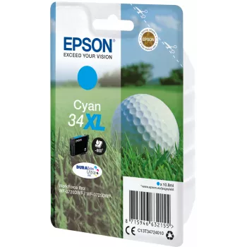 Kasetė EPSON rašalo kasetė vienkartinė „Golf“ Cyan 34XL DURABrite Ultra Ink 10,8 ml
