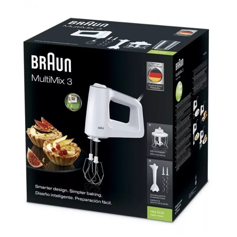 Braun HM 3135 WH Rankinis plaktuvas 500 W Pilka, Balta