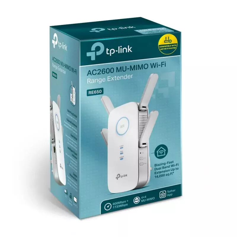 TP-Link RE650 belaidžio tinklo stiprintuvas, AC2600, Gigabit, 4 antenos