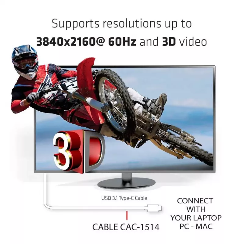 CLUB3D USB C į HDMI™ 2.0 UHD aktyvus kabelis 1,8 m