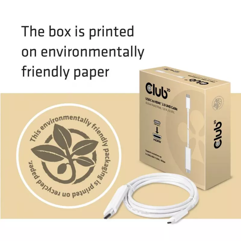 CLUB3D USB C į HDMI™ 2.0 UHD aktyvus kabelis 1,8 m