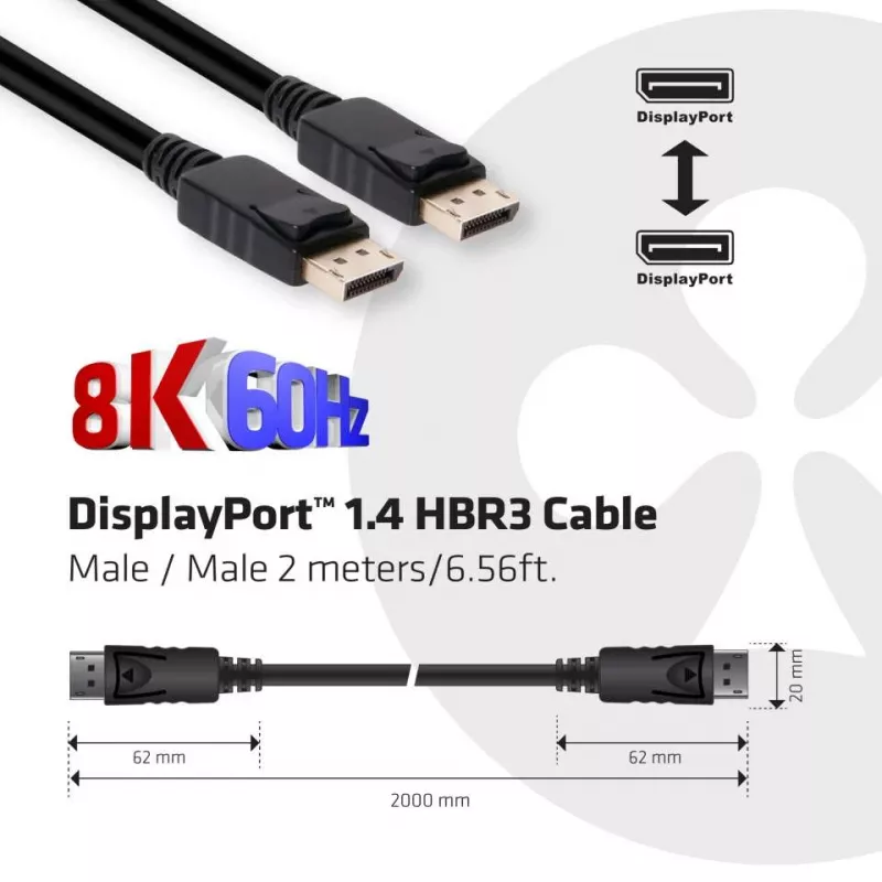 CLUB3D DisplayPort 1.4 HBR3 laidas 2m/6.56ft M/M 8K60Hz