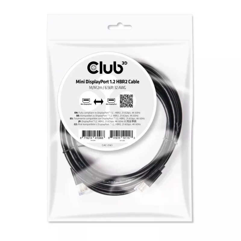 CLUB3D Mini DisplayPort 1.2 HBR2 kabelis M/M 2 m 4K60Hz