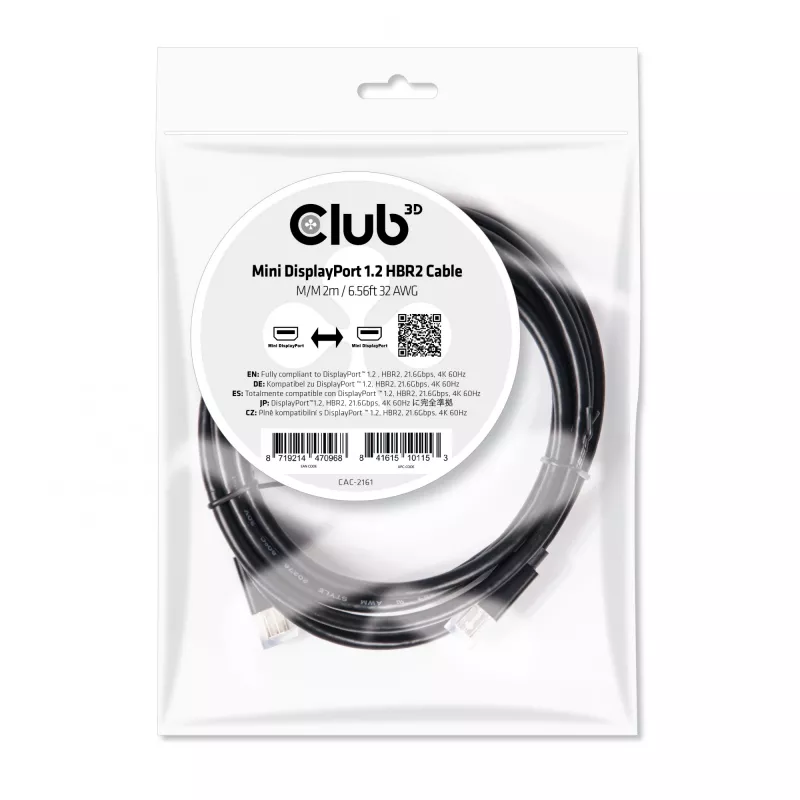 CLUB3D Mini DisplayPort 1.2 HBR2 kabelis M/M 2 m 4K60Hz