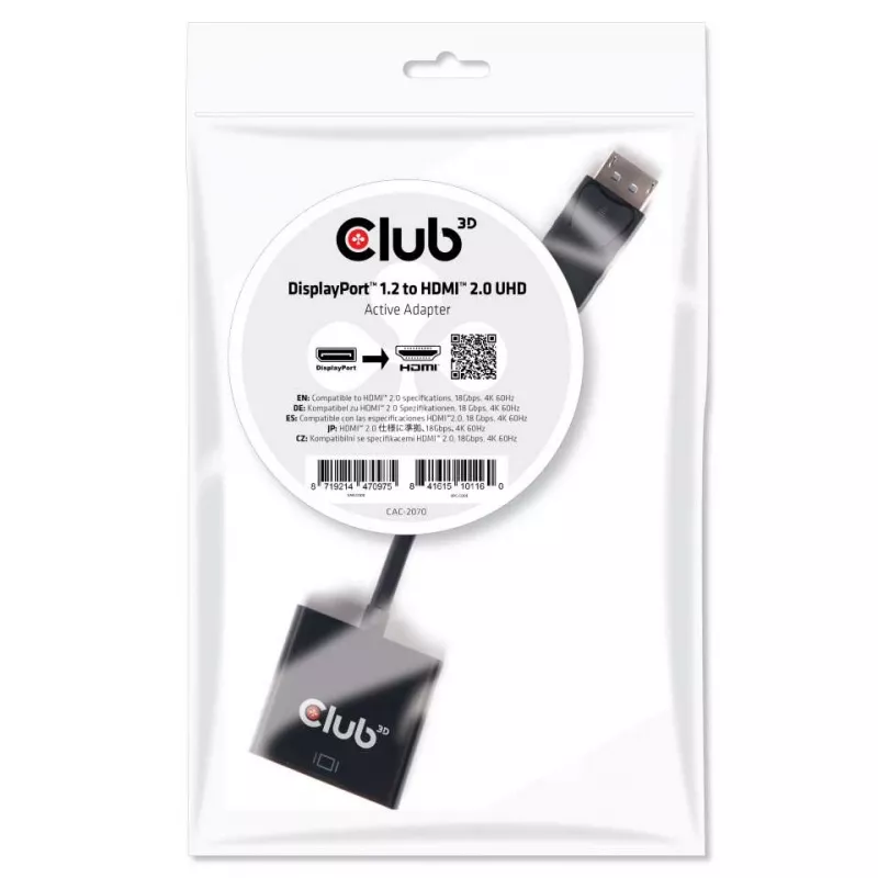 Aktyvus adapteris DisplayPort 1.2 į HDMI 2.0 CLUB3D CAC-2070