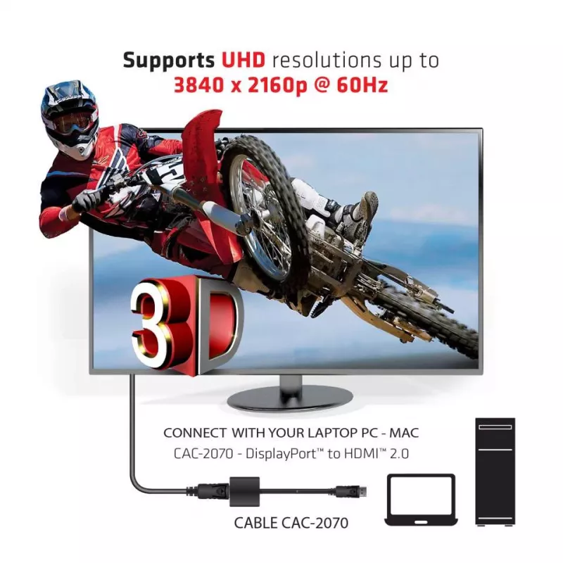 Aktyvus adapteris DisplayPort 1.2 į HDMI 2.0 CLUB3D CAC-2070