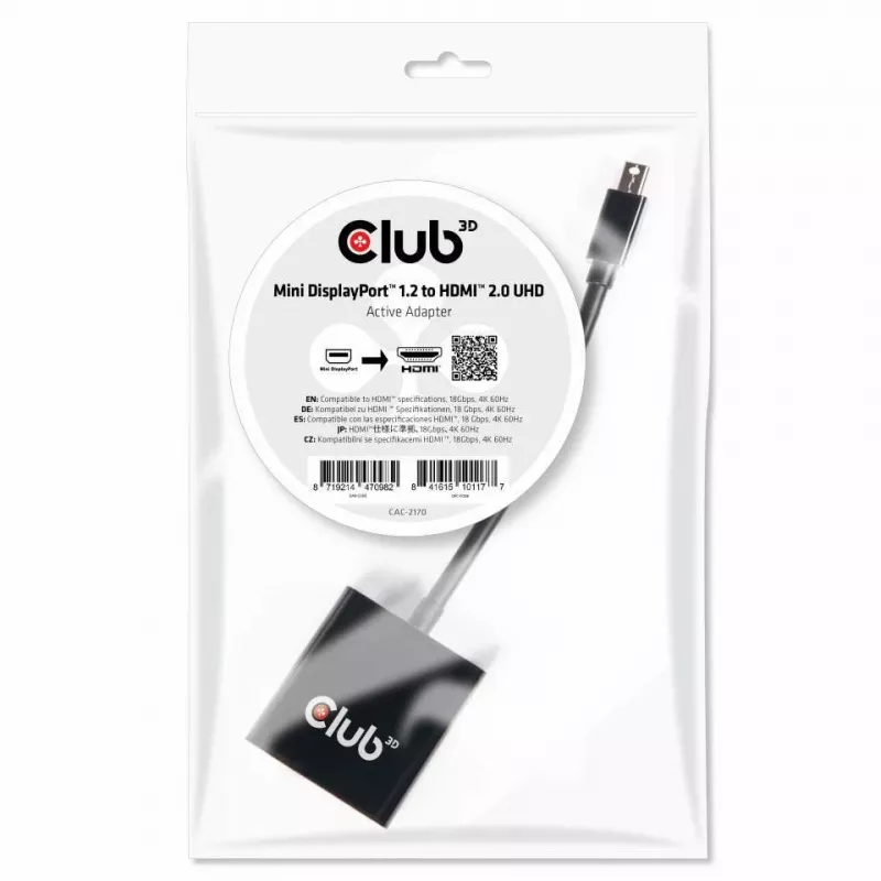 Aktyvus adapteris CLUB3D Mini DisplayPort 1.2 į HDMI 2.0 UHD