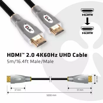 CLUB3D HDMI 2.0 laidas 4K60Hz UHD 5m
