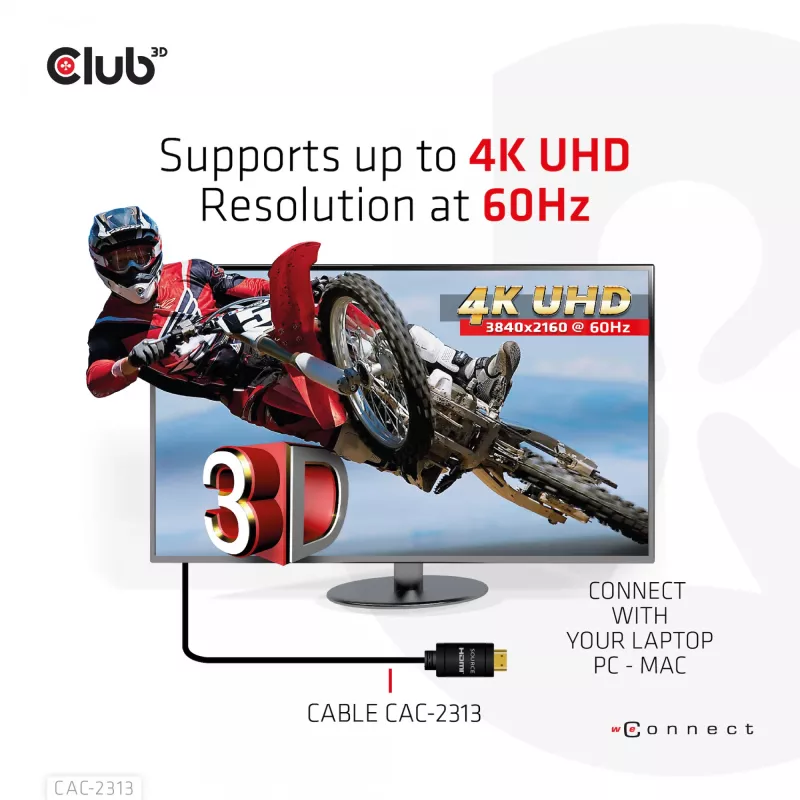 CLUB3D HDMI 2.0 RedMere kabelis 10 m (CAC-2313) – 4K60Hz