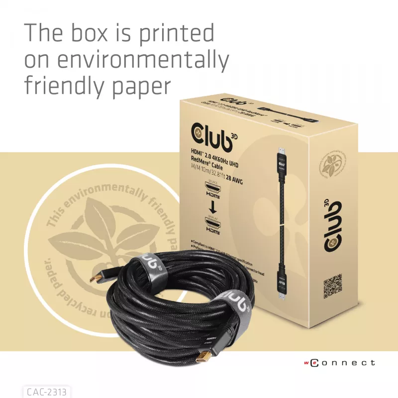 CLUB3D HDMI 2.0 RedMere kabelis 10 m (CAC-2313) – 4K60Hz