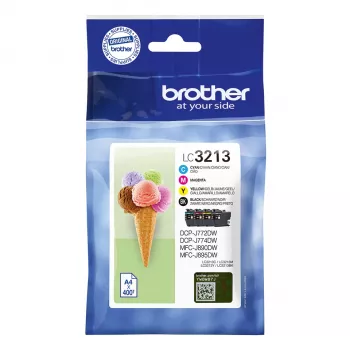 Brother LC3213VAL rašalo kasetė 4 vnt. Originali didelės talpos (XL) juoda, žydra, purpurinė, geltona