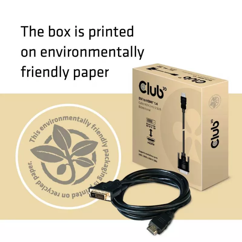CLUB3D DVI į HDMI 1.4 laidas M/M 2 m / 6,56 pėdų, abipusis