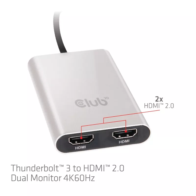 Adapteris CLUB3D Thunderbolt 3 į Dual HDMI 2.0