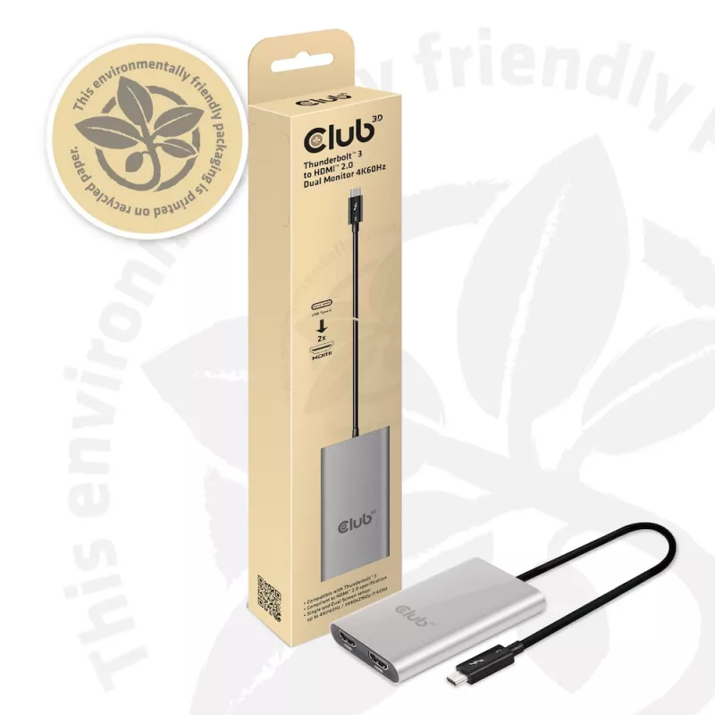 Adapteris CLUB3D Thunderbolt 3 į Dual HDMI 2.0
